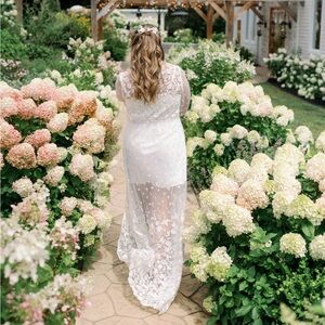 Lerose Adele bridal lace maxi robe with slip